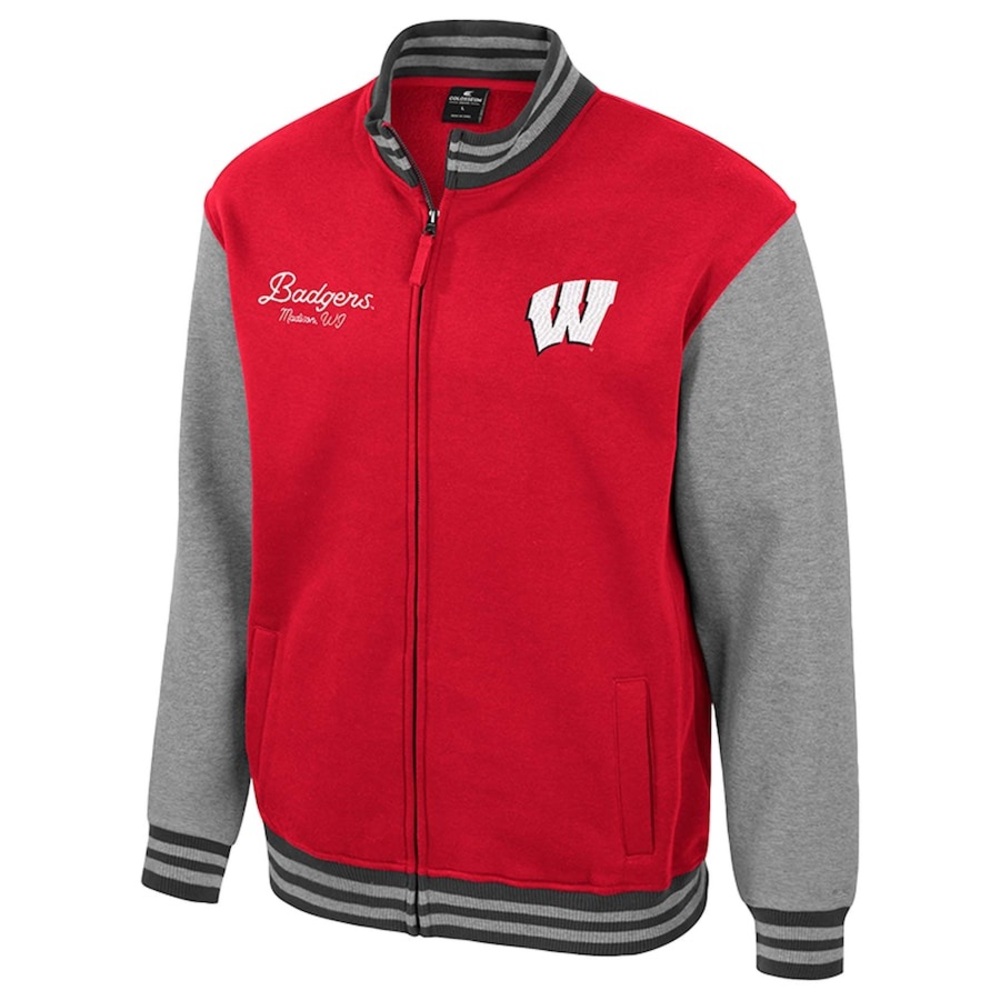 Red and Gray Zip-Up Sweatshirt